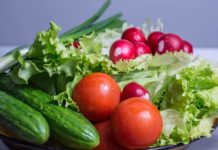 Salad Fresh Vegetables Tomatoes Green Food Healthy Vegetarian Diet
