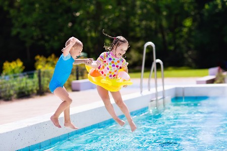 Eccac Girls Jumping In Pool